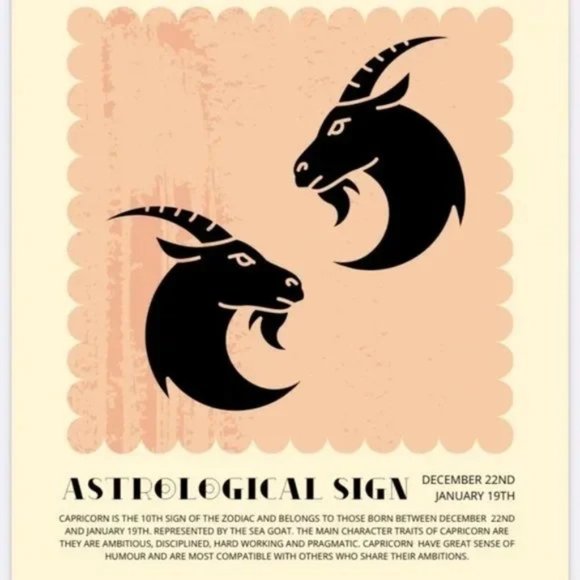 Capricorn Zodiac Poster, Horoscope Print, Astrological Wall Art Illustration Art - Picture 2 of 4